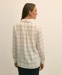 Relaxed Silk Windowpane Blouse | Brooks Brothers sale