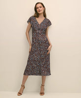 Paisley Shimmer Ruffle-Front Chevron-Stripe Dress | Brooks Brothers online shop