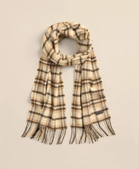 Plaid Camel Hair Windowpane Fringed Scarf | Brooks Brothers online shop