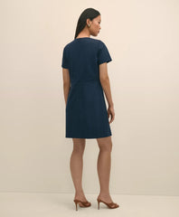 Ponte Short-Sleeve Mini Dress With Buckle Detail | Brooks Brothers on sale