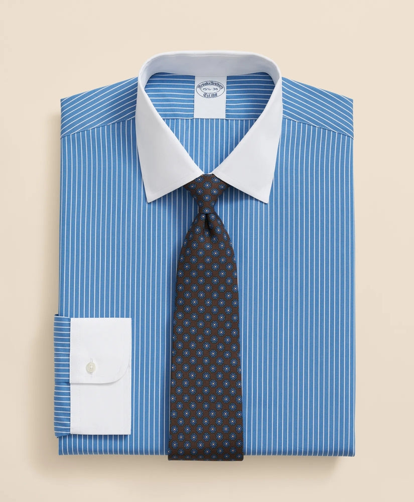Pure Supima® Cotton Regular-Finish Ainsley Collar, Ground Stripe Dress Shirt | Brooks Brothers online shop