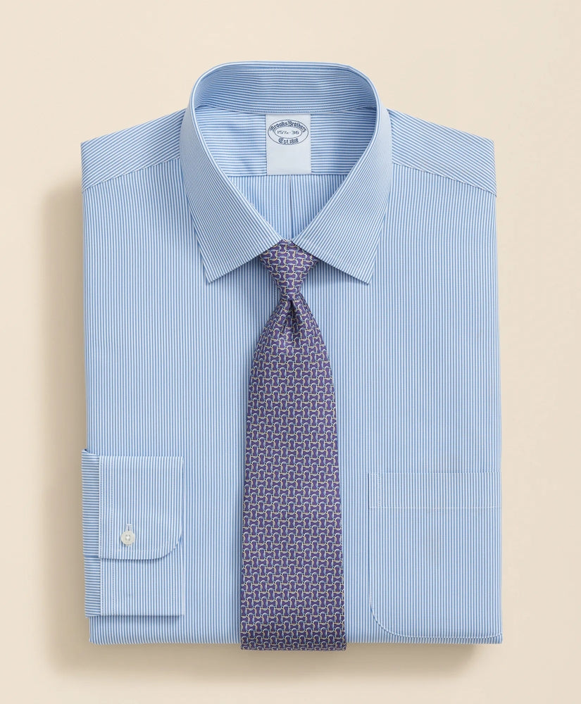 Pure Supima® Cotton Regular-Finish Ainsley Collar, Mini Stripe Dress Shirt | Brooks Brothers sale
