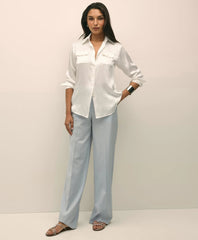Relaxed Utility Blouse in Washable Silk | Brooks Brothers online shop