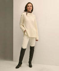 Relaxed Wool-Blend Foldover Snap Collar Sweater | Brooks Brothers sale