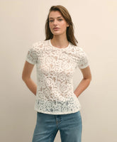 Semi-Sheer Short-Sleeve Top in Floral Lace | Brooks Brothers online shop