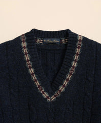 Shetland Wool Fair-Isle Tipped Archive Tennis Sweater | Brooks Brothers for sale