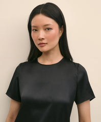 Short-Sleeve Top in Washable Silk Charmeuse | Brooks Brothers sale