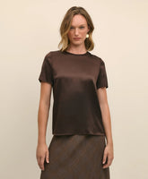 Short-Sleeve Top in Washable Silk Charmeuse | Brooks Brothers online shop