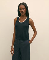 Silk-Blend Tipped Sleeveless Sweater Shell | Brooks Brothers online shop