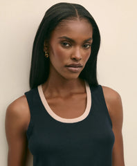 Silk-Blend Tipped Sleeveless Sweater Shell | Brooks Brothers online shop