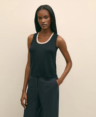 Silk-Blend Tipped Sleeveless Sweater Shell | Brooks Brothers online shop