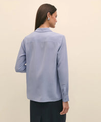 Silk Crepe Notch-Collar Blouse | Brooks Brothers sale