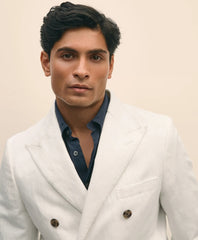 Slim Fit Cotton-Linen Herringbone Double-Breasted Suit Jacket | Brooks Brothers online