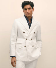 Slim Fit Cotton-Linen Herringbone Double-Breasted Suit Jacket | Brooks Brothers online