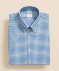 Stretch Supima® Cotton Non-Iron Broadcloth Polo Button-Down Collar, Checked Short-Sleeve Dress Shirt | Brooks Brothers sale