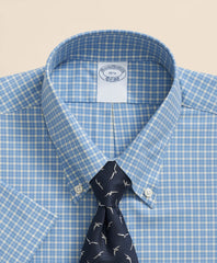 Stretch Supima® Cotton Non-Iron Broadcloth Polo Button-Down Collar, Checked Short-Sleeve Dress Shirt | Brooks Brothers sale