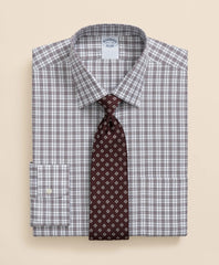 Stretch Supima® Cotton Non-Iron Pinpoint Oxford Ainsley Collar, Check Dress Shirt | Brooks Brothers online