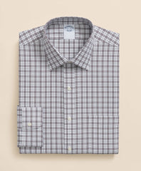Stretch Supima® Cotton Non-Iron Pinpoint Oxford Ainsley Collar, Check Dress Shirt | Brooks Brothers online