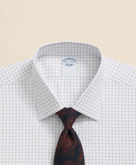 Stretch Supima® Cotton Non-Iron Pinpoint Oxford Ainsley Collar, Windowpane Dress Shirt | Brooks Brothers sale