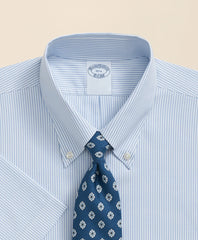 Stretch Supima® Cotton Non-Iron Polo Button Down Collar, Mini Stripe Short-Sleeve Dress Shirt | Brooks Brothers sale