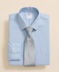 Stretch Supima® Cotton Non-Iron Royal Oxford Ainsley Collar, Checked Dress Shirt | Brooks Brothers online shop