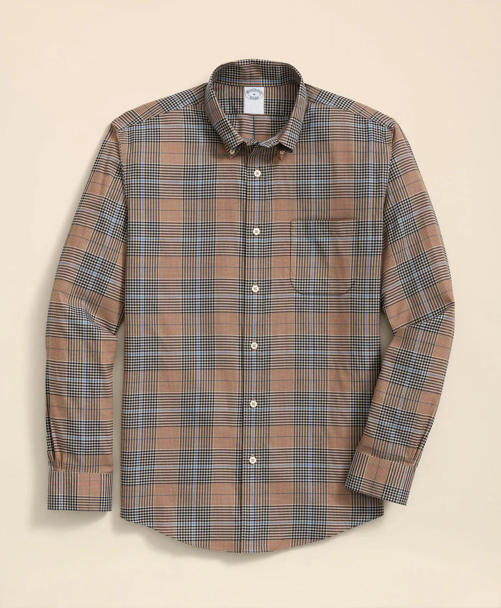 Stretch Supima® Cotton Non-Iron Twill Polo Button Down, Glen Plaid Sport Shirt | Brooks Brothers discount