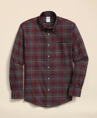 Stretch Supima® Cotton Non-Iron Twill Polo Button Down, Plaid Sport Shirt | Brooks Brothers sale