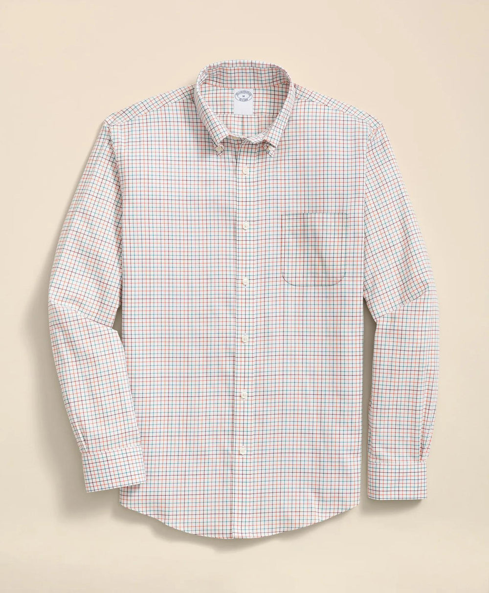 Stretch Supima® Cotton Non-Iron Twill Polo Button Down, Tattersall Sport Shirt | Brooks Brothers sale
