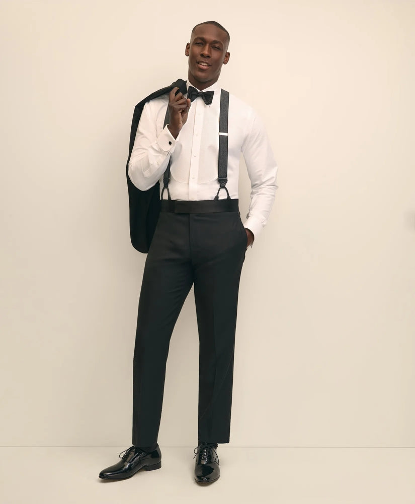 Traditional Fit Merino Wool Twill 1818 Tuxedo Pants | Brooks Brothers on sale