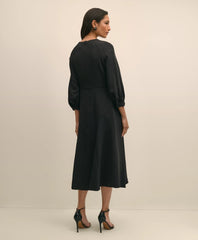 Viscose Blend Shirred-Sleeve Dress | Brooks Brothers discount