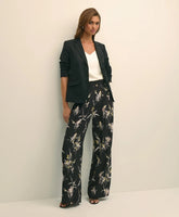 Easy Fit, Elastic Back Wide-Leg Soft Bird Print Pants | Brooks Brothers on sale