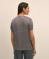 Washable Silk Charmeuse Plaid Short-Sleeve Top | Brooks Brothers on sale