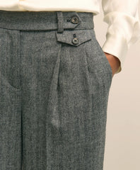 Wool Blend Pleated Herringbone Wide-Leg Pant | Brooks Brothers cheap