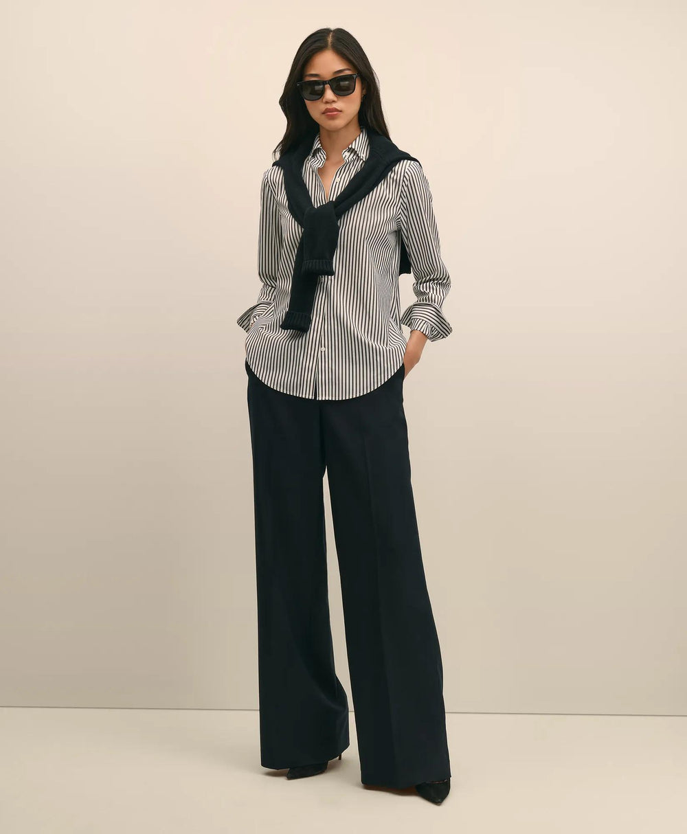 Wool Flannel High Waisted Wide-Leg Pant | Brooks Brothers for sale