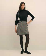 Wool Multi-Check Wrap Mini Skirt | Brooks Brothers online shop