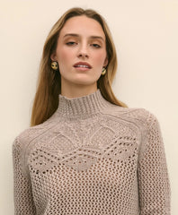 Wool Pointelle Open Knit Mock Neck Sweater | Brooks Brothers for sale