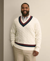 Big & Tall Supima® Cotton Cable Tennis Sweater | Brooks Brothers sale