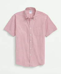 Washed Cotton Seersucker Button-Down Collar, Stripe Short-Sleeve Sport Shirt | Brooks Brothers cheap