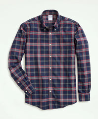 Stretch Supima® Cotton Non-Iron Twill Polo Button Down Collar, Tartan Shirt | Brooks Brothers discount
