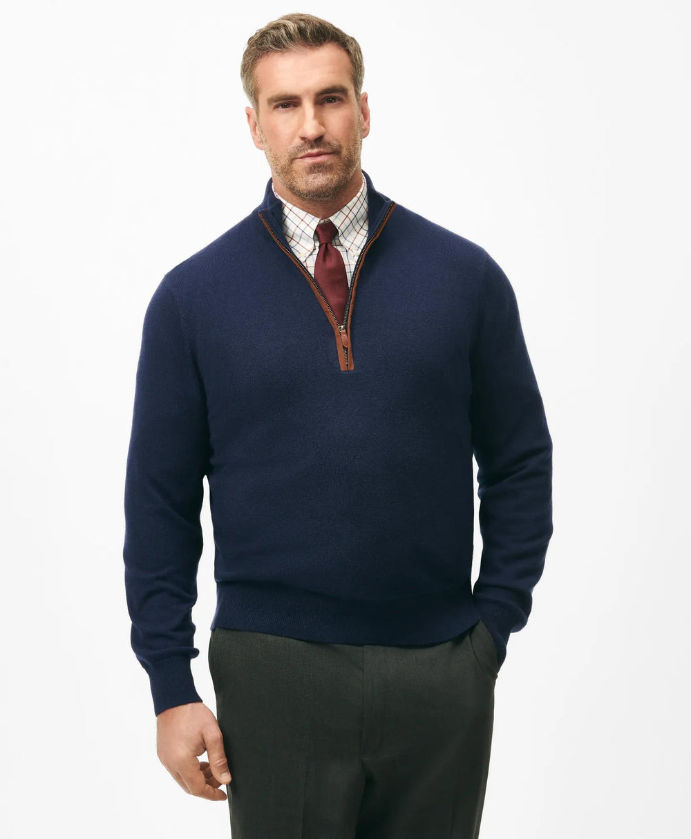 Big & Tall 3-Ply Cashmere Quarter-Zip Sweater | Brooks Brothers on sale