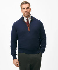 Big & Tall 3-Ply Cashmere Quarter-Zip Sweater | Brooks Brothers on sale