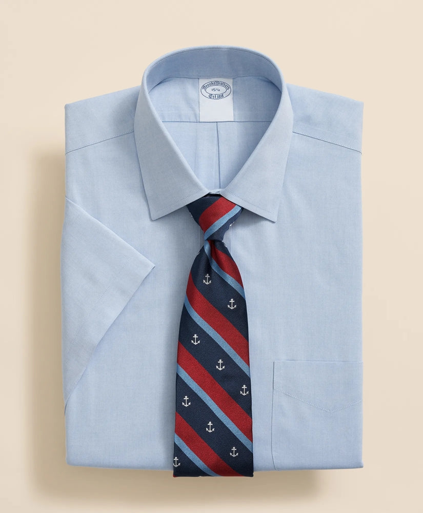 Stretch Supima® Cotton Non-Iron Ainsley Collar, Short-Sleeve Dress Shirt | Brooks Brothers on sale