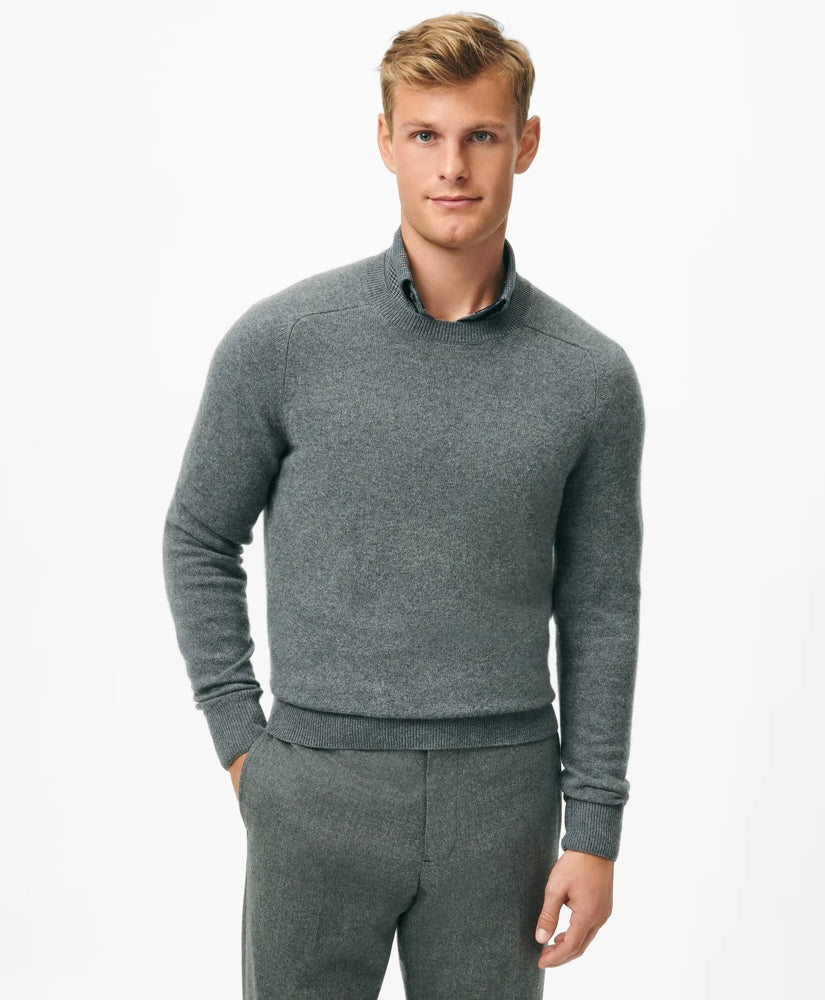 3-Ply Cashmere Crewneck Saddle Shoulder Sweater | Brooks Brothers sale
