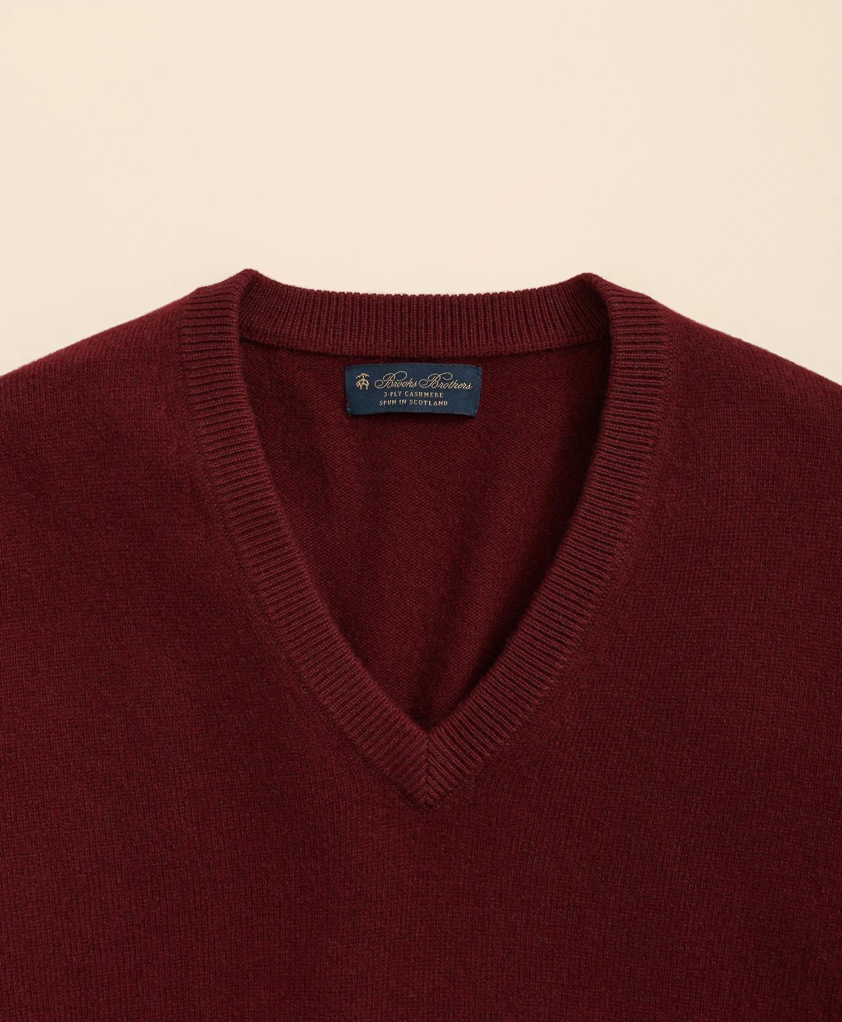 3-Ply Cashmere V-Neck Sweater | Brooks Brothers online