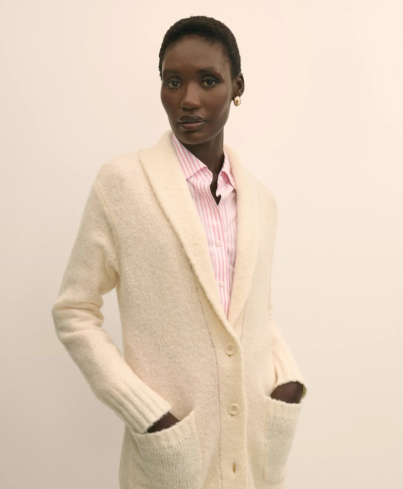 Alpaca-Wool Blend Shawl Collar Tunic Cardigan | Brooks Brothers sale