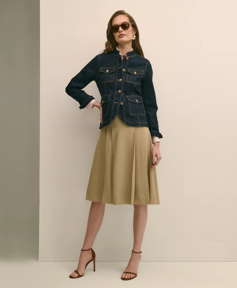A-Line Wool-Blend Pleated Skirt | Brooks Brothers discount