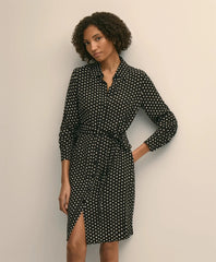 Belted Dot-Print Shirt Dress | Brooks Brothers sale