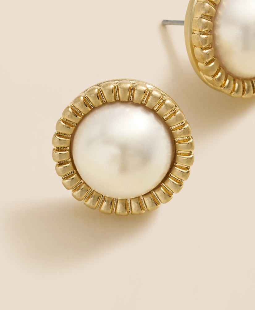 Bezel Frame Faux-Pearl Stud Earrings | Brooks Brothers for sale