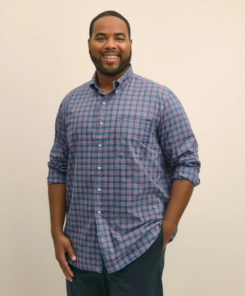 Big & Tall Friday Shirt, Poplin Plaid | Brooks Brothers on sale