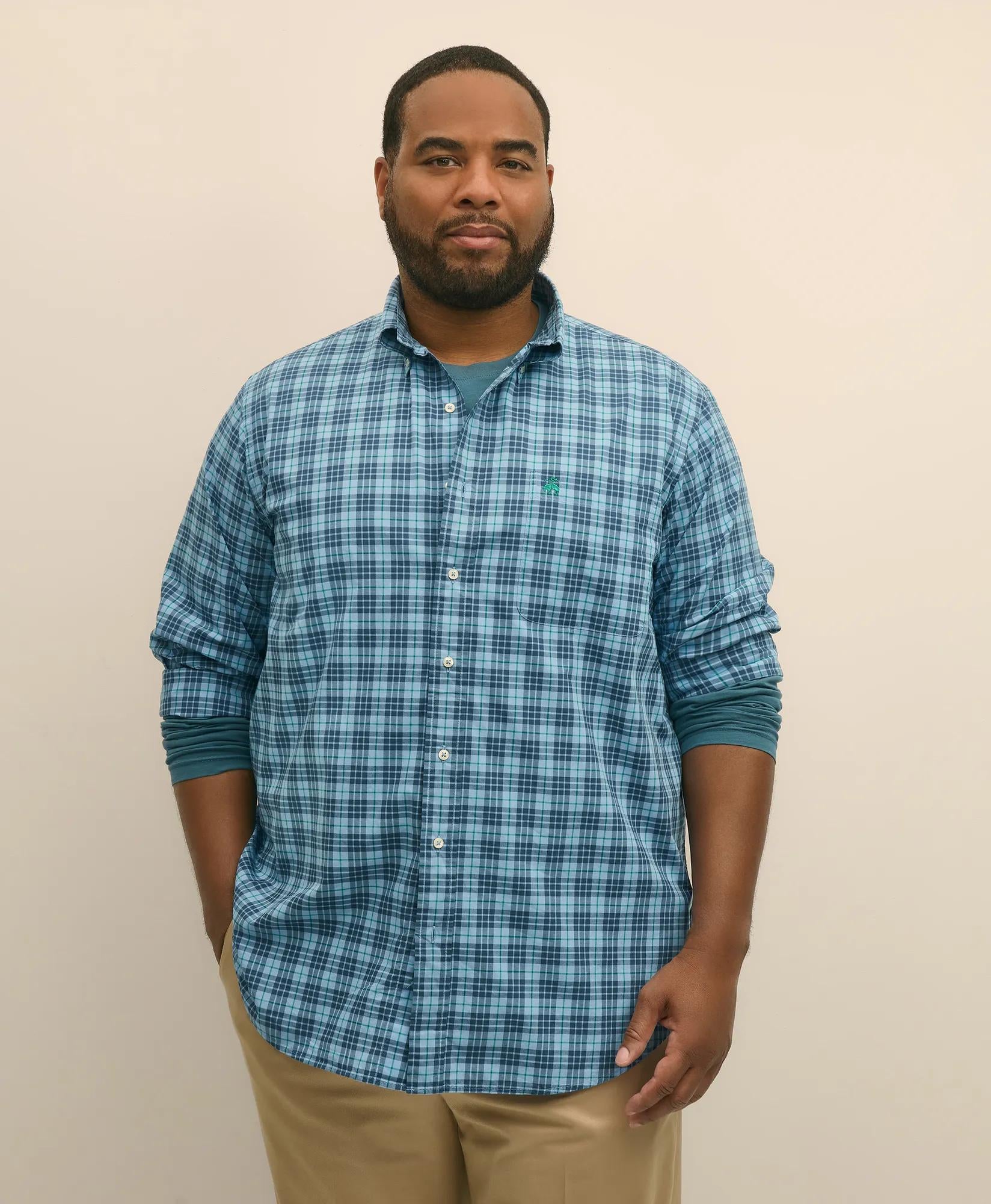 Big & Tall Friday Shirt, Poplin Tartan | Brooks Brothers online shop